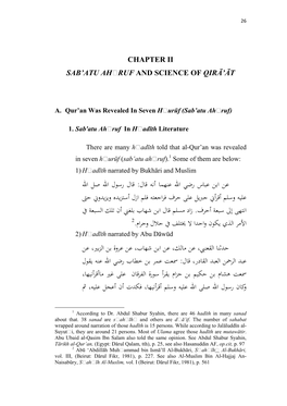A. Qur'an Was Revealed in Seven Hurūf (Sab'atu Ahruf)