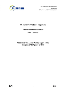 Consolidated Annual Activity Report of the European GNSS Agency Year