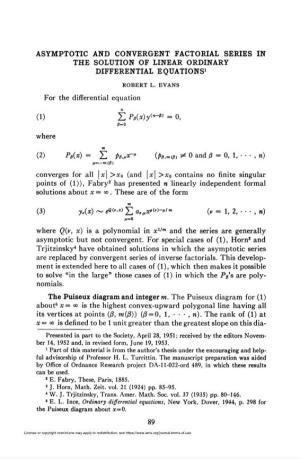 Asymptotic and Convergent Factorial Series in the Solution of Linear Ordinary Differential Equations1
