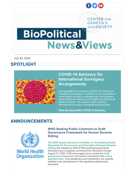 COVID-19 Advisory on International Surrogacy Arrangements