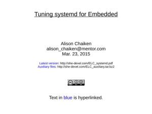 Tuning Systemd for Embedded