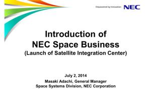 Introduction of NEC Space Business (Launch of Satellite Integration Center)