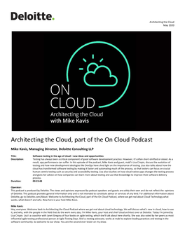 Architecting the Cloud, Part of the on Cloud Podcast