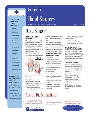 Hand Surgery YOUR WREN V