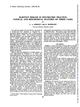 Hartnup Disease in Psychiatric Practice: Clinical and Biochemical Features of Three Cases by L