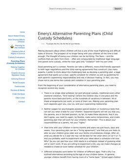 Emery's Alternative Parenting Plans (Child Custody Schedules)