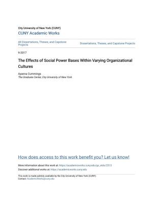 The Effects of Social Power Bases Within Varying Organizational Cultures