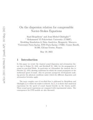 On the Dispersion Relation for Compressible Navier-Stokes