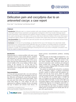 Defecation Pain and Coccydynia Due to an Anteverted Coccyx: a Case Report Omer Salar1*, Fizza Mushtaq2 and Mushtaq Ahmed3