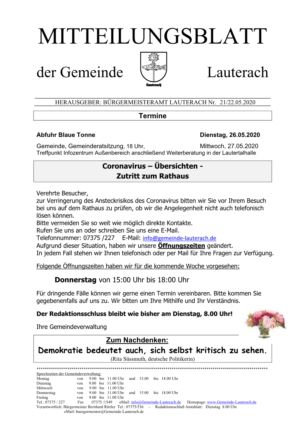 MITTEILUNGSBLATT Der Gemeinde Lauterach