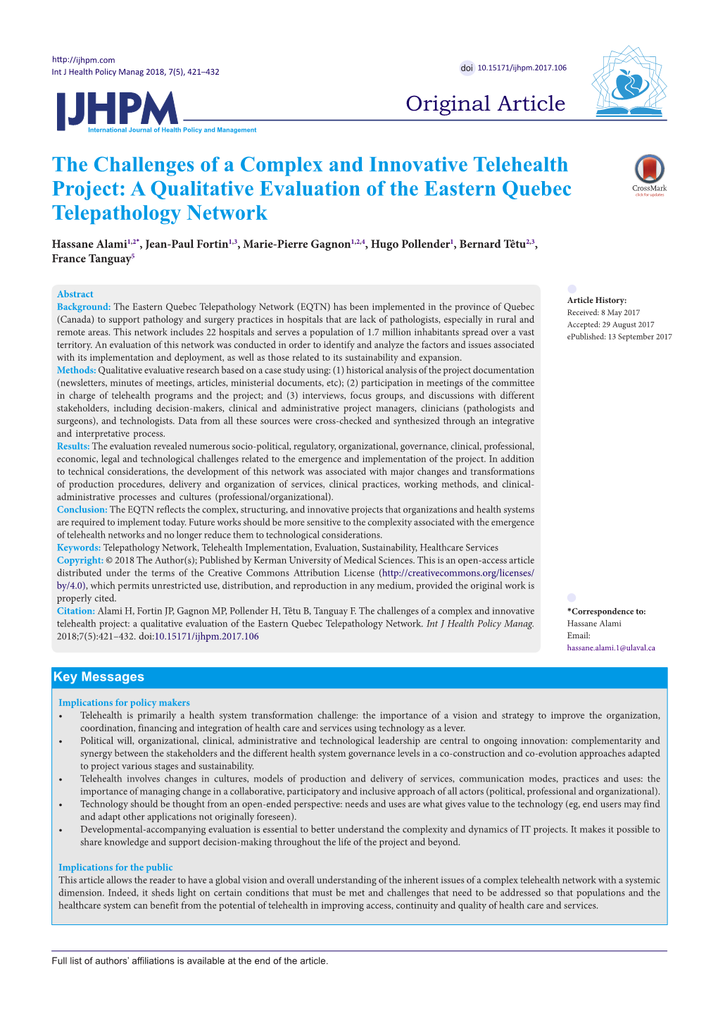 A Qualitative Evaluation of the Eastern Quebec Telepathology Network