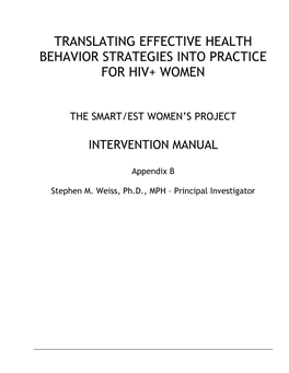 Translating Effective Health Behavior Strategies Into Practice for Hiv+ Women