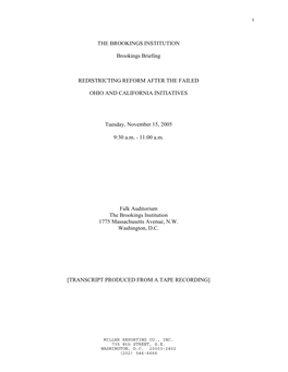 THE BROOKINGS INSTITUTION Brookings Briefing