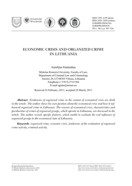 Economic Crisis and Organized Crime in Lithuania