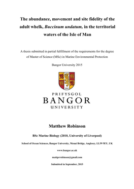 The Abundance, Movement and Site Fidelity of the Adult Whelk, Buccinum Undatum, in the Territorial Waters of the Isle of Man