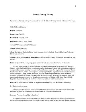Sample County History Submission
