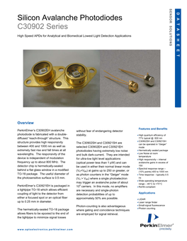 Silicon Avalanche Photodiodes Photodiodes Avalanche Silicon DATASHEET