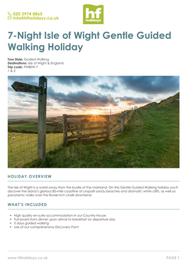 7-Night Isle of Wight Gentle Guided Walking Holiday