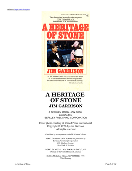 A Heritage of Stone Jim Garrison