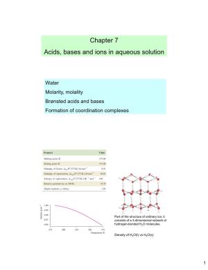 Chapter 7 Acids, Bases and Ions in Aqueous Solution
