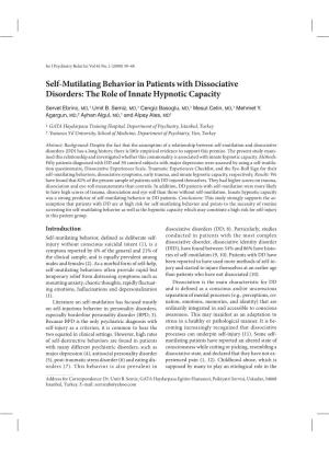 Self-Mutilating Behavior in Patients with Dissociative Disorders: the Role of Innate Hypnotic Capacity