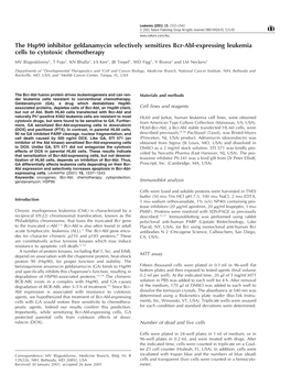 The Hsp90 Inhibitor Geldanamycin Selectively Sensitizes Bcr-Abl