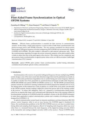 Pilot-Aided Frame Synchronization in Optical OFDM Systems