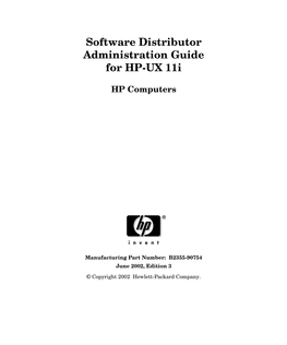 Software Distributor Administration Guide for HP-UX 11I