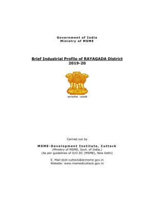 Brief Industrial Profile of RAYAGADA District 2019-20