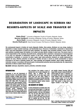 Degradation of Landscape in Serbian Ski Resorts-Aspects of Scale and Transfer of Impacts