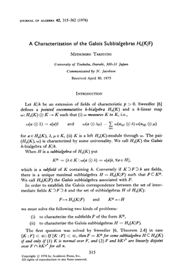 A Characterization of the Galois Subbialgebras L-&(K/F)