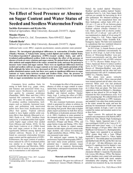 No Effect of Seed Presence Or Absence on Sugar Content And