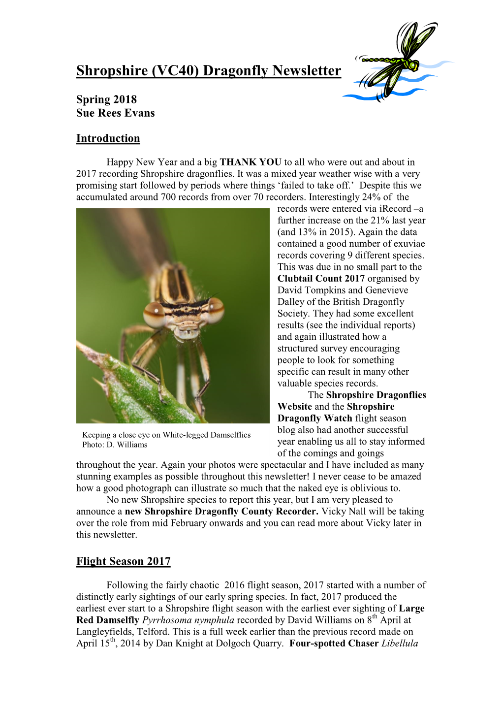 Shropshire Dragonfly News 2018