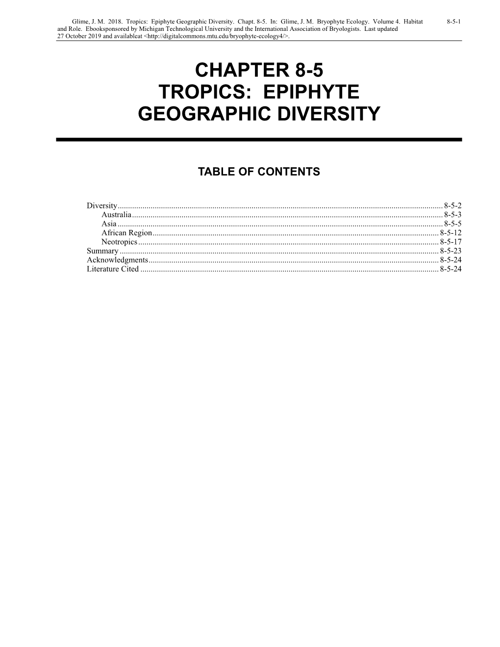 Volume 4, Chapter 8-5: Tropics: Epiphyte Geographic Diversity