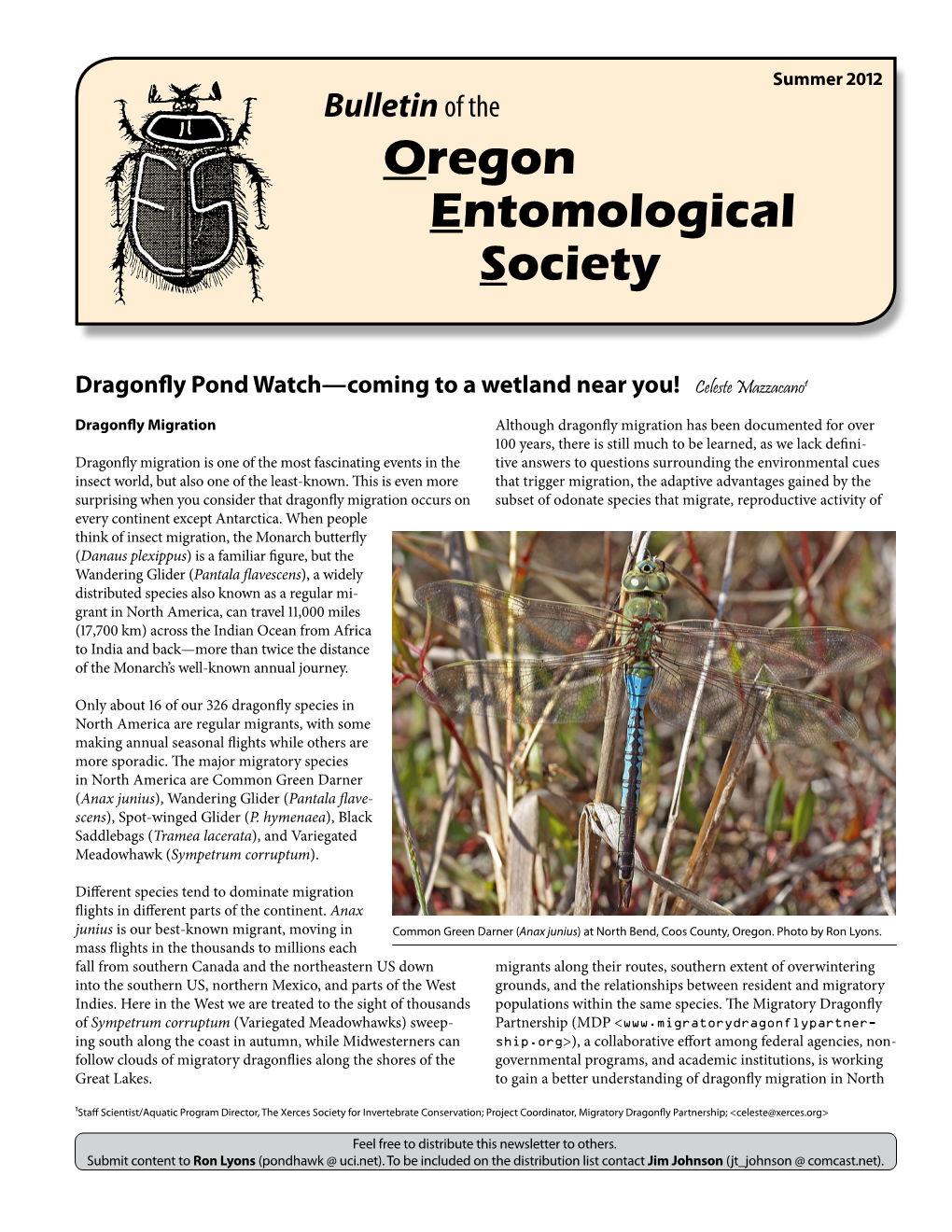 Summer 2012 Bulletin of the Oregon Entomological Society