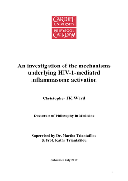 An Investigation of the Mechanisms Underlying HIV-1-Mediated Inflammasome Activation
