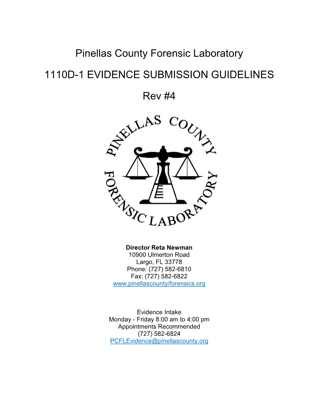 Pinellas County Forensics Laboratory Evidence Submission Guidelines