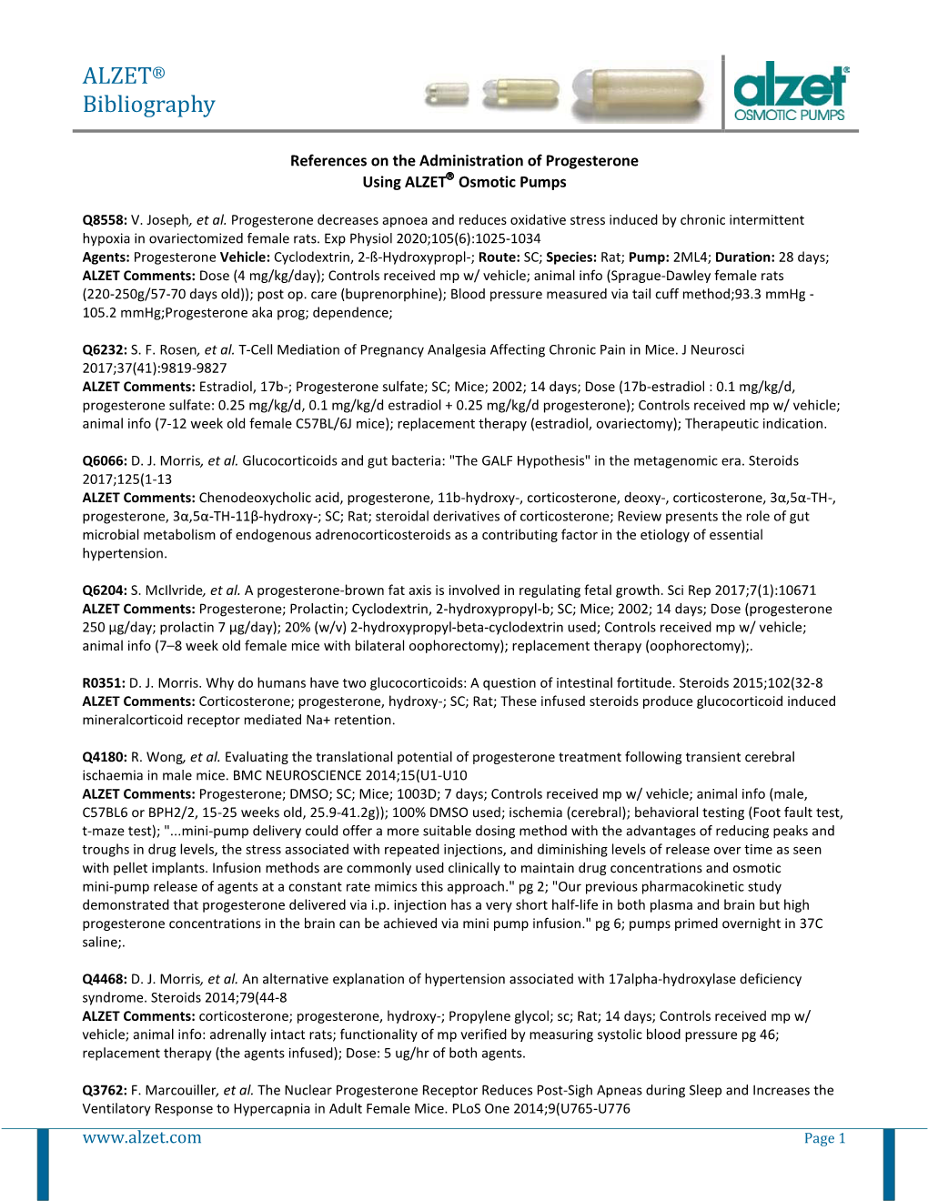 Progesterone Using ALZET Osmotic Pumps