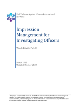 Impression Management for Investigating Officers