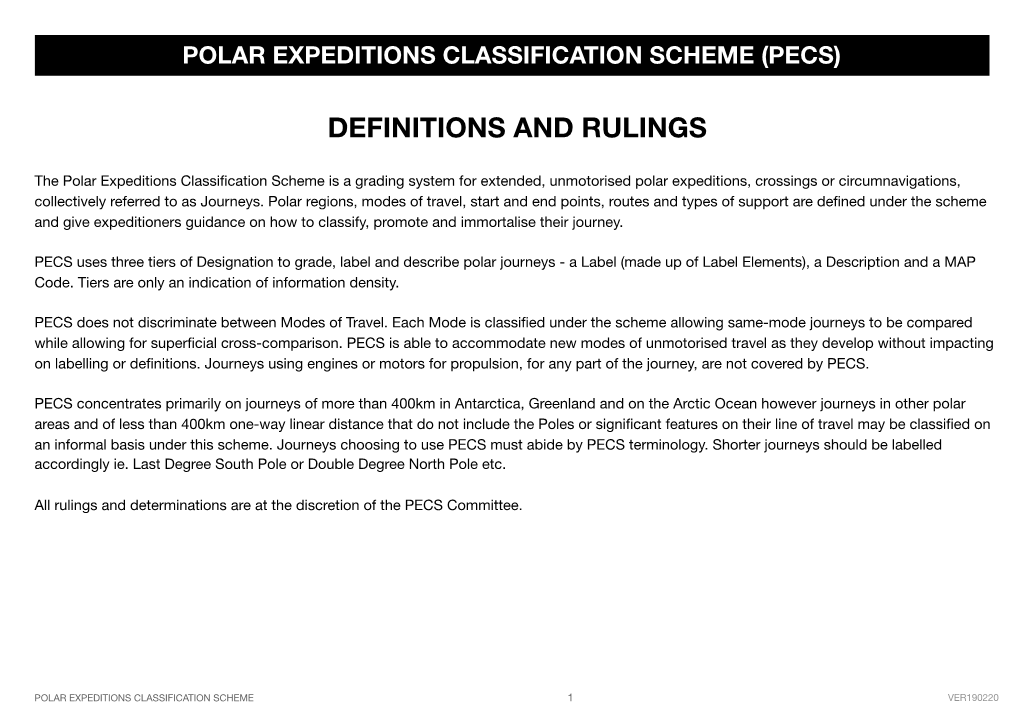 PECS Definitions and Rulings