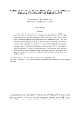 Climate Change and Firm Valuation: Evidence from a Quasi-Natural Experiment