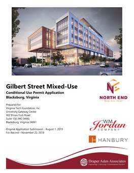 Gilbert Street Mixed-Use Conditional Use Permit Application Blacksburg, Virginia