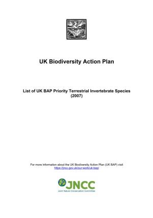List of UK BAP Priority Terrestrial Invertebrate Species (2007)