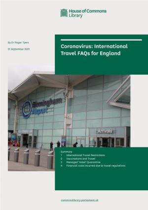 Coronavirus: International Travel Faqs for England