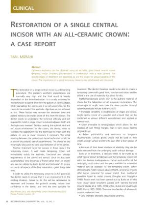 Restoration of a Single Central Incisor with an All -Ceramic Crown : a Case Report