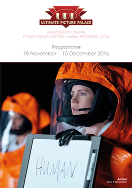 Programme 18 November – 15 December 2016