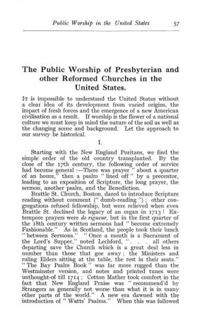 The Public Worship of Presbyterian and Other Reformed Churches in the United States