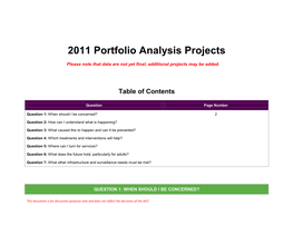 2011 Portfolio Analysis Projects