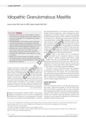 Idiopathic Granulomatous Mastitis