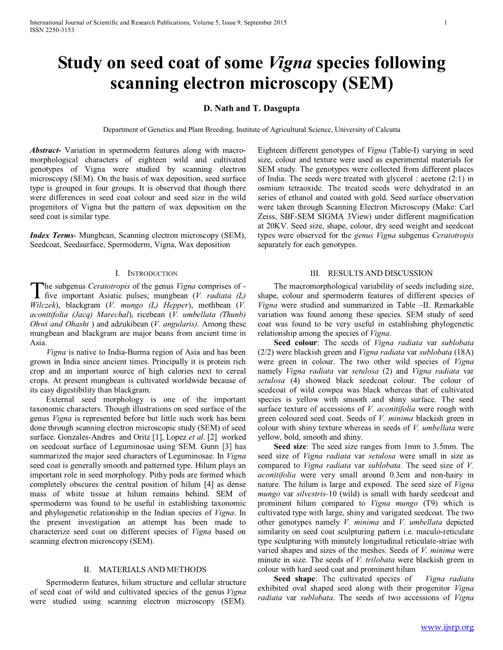 Study on Seed Coat of Some Vigna Species Following Scanning Electron Microscopy (SEM)